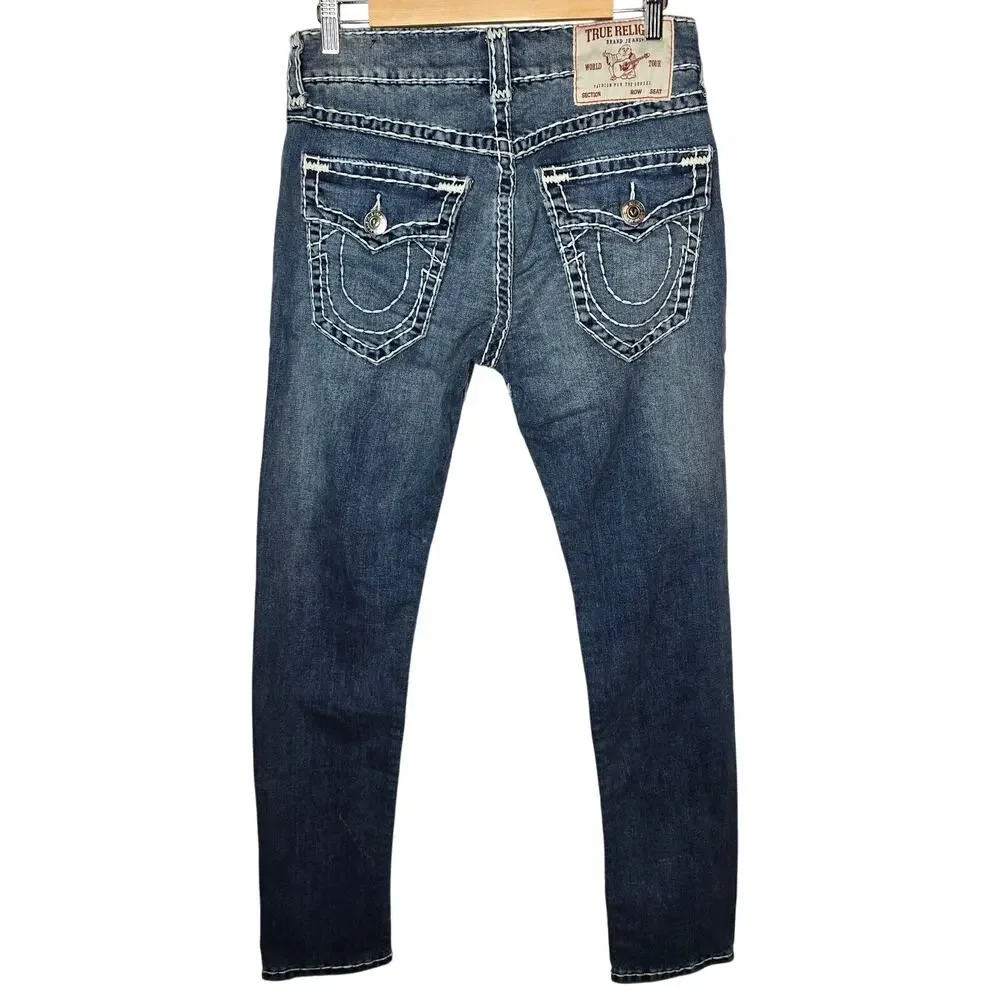 Men's True Religion Blue Rocco Relaxed Skinny Denim Jeans Size 30